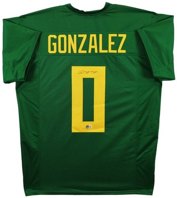 Oregon Christian Gonzalez Authentic Signed Green Pro Style Jersey