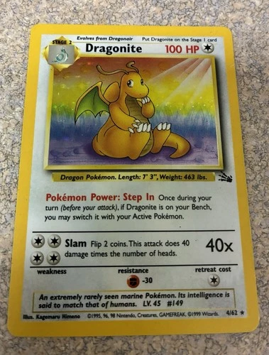 Dragonite 4/62 Holo Rare Fossil Set 1999 WOTC Pokémon Card - Ungraded