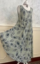 NEW - MADE IN ITALY Khaki Blue Cotton Lagenlook Parachute Maxi Dress 14/16/18