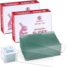 100PCS Clear Transparent Blank Microscope Slides and 100PCS Square Coverslips Co