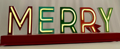Holiday Cheer Merry LED Neon Stand Light Up Sign 17.75  Indoor NEW