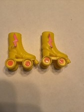 Mattel Barbie Doll Shoes Vintage 1980's YELLOW ROLLER SKATES W/DECALS