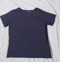 New Womens Lands End 100% Cotton Short Sleeve Tee Top Size Medium Navy Blue