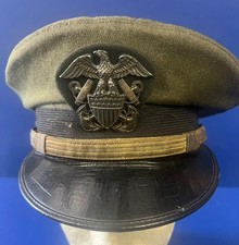 US NAVAL OFFICER’S VISOR CAP W/STERLING CAP BADGE-AVIATION GREEN