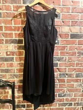 Vince Camuto Dress Womens 10 Black Lace Sheer Hi Low Cocktail Event NWT