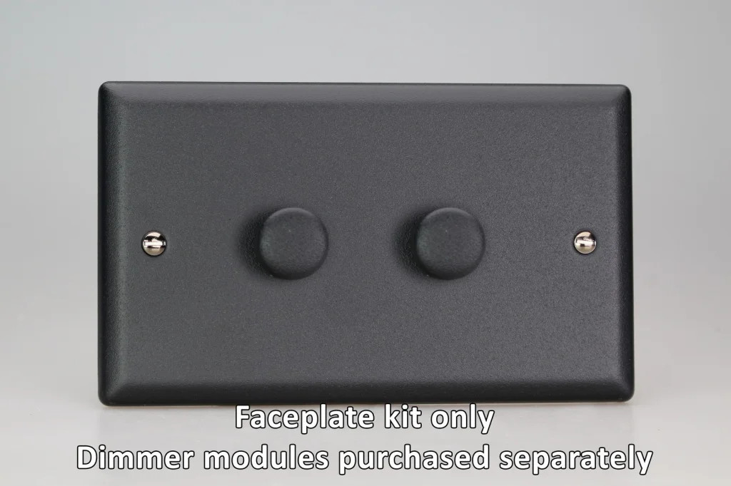 Dimmer Black Matrix Faceplate Kit Urban Matt 2-Gang Varilight WYD2.MB