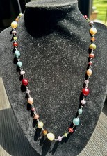 Collar multicolor de pera y gemas en plata 925