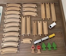Job Lot Of Brio IKEA 3rd Party Wooden Train Track And Accessories Curve Straight