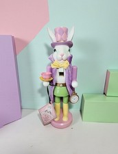 Easter Bunny Rabbit Nutcracker Figurine Tophat & Tail Fairytale Storybook 14"