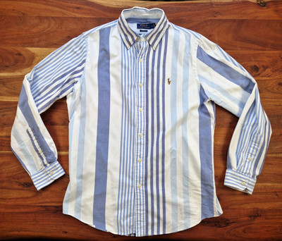 Original Polo Ralph Lauren Herren Preppy Hemd blau weiß gestreift Gr. M Classic