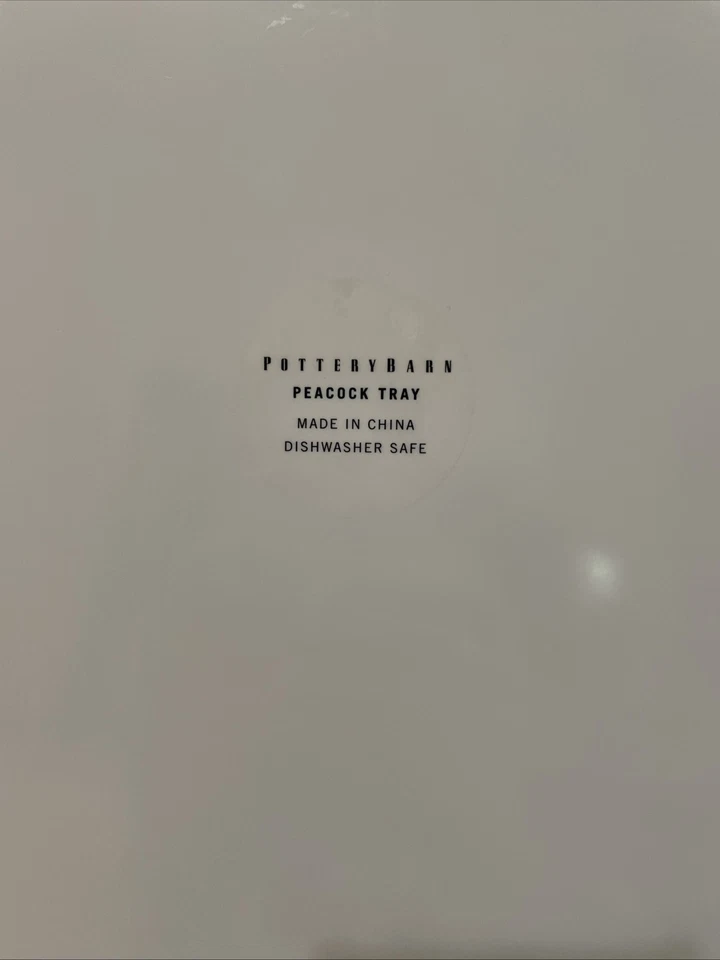 Pottery Barn Peacock Tray Pavo Muticus E Neale Melamine 16" x 12" Rectangle Read - Image 4 of 4