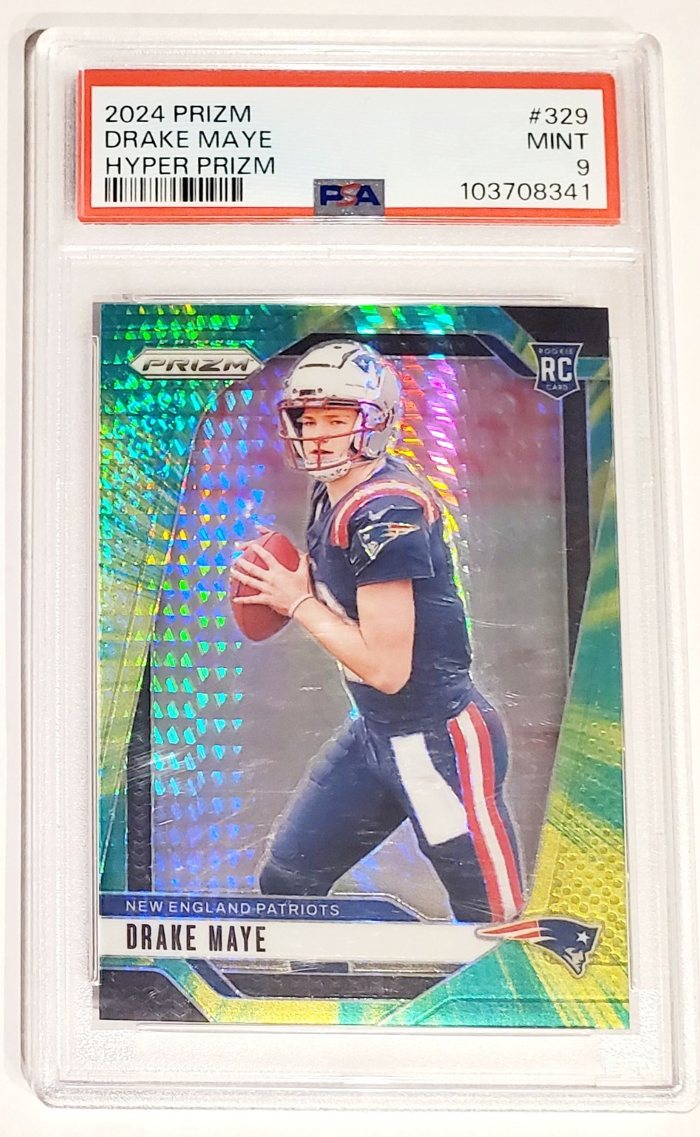 2024 PRIZM HYPER PRIZM /180 #329 DRAKE MAYE PSA 9 - SUPER BOWL BOUND
