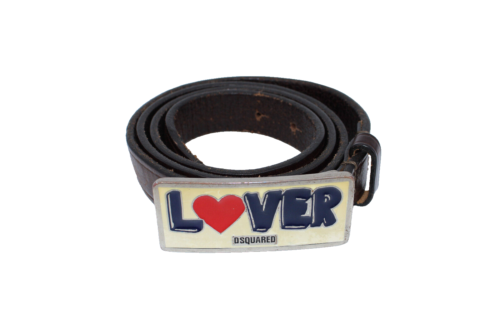 B0 Vintage Dsquared2 LOVER Buckle Brown Belt Size M Waist 35" - 41"