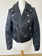 Classic Black Faux Leather Biker Jacket Size 1 Uk 8