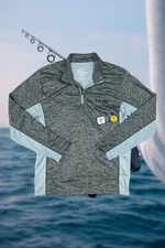 Huk Fishing Icon X Coldfront Performance Men Small Blue Gray 1/4 Zip Shirt