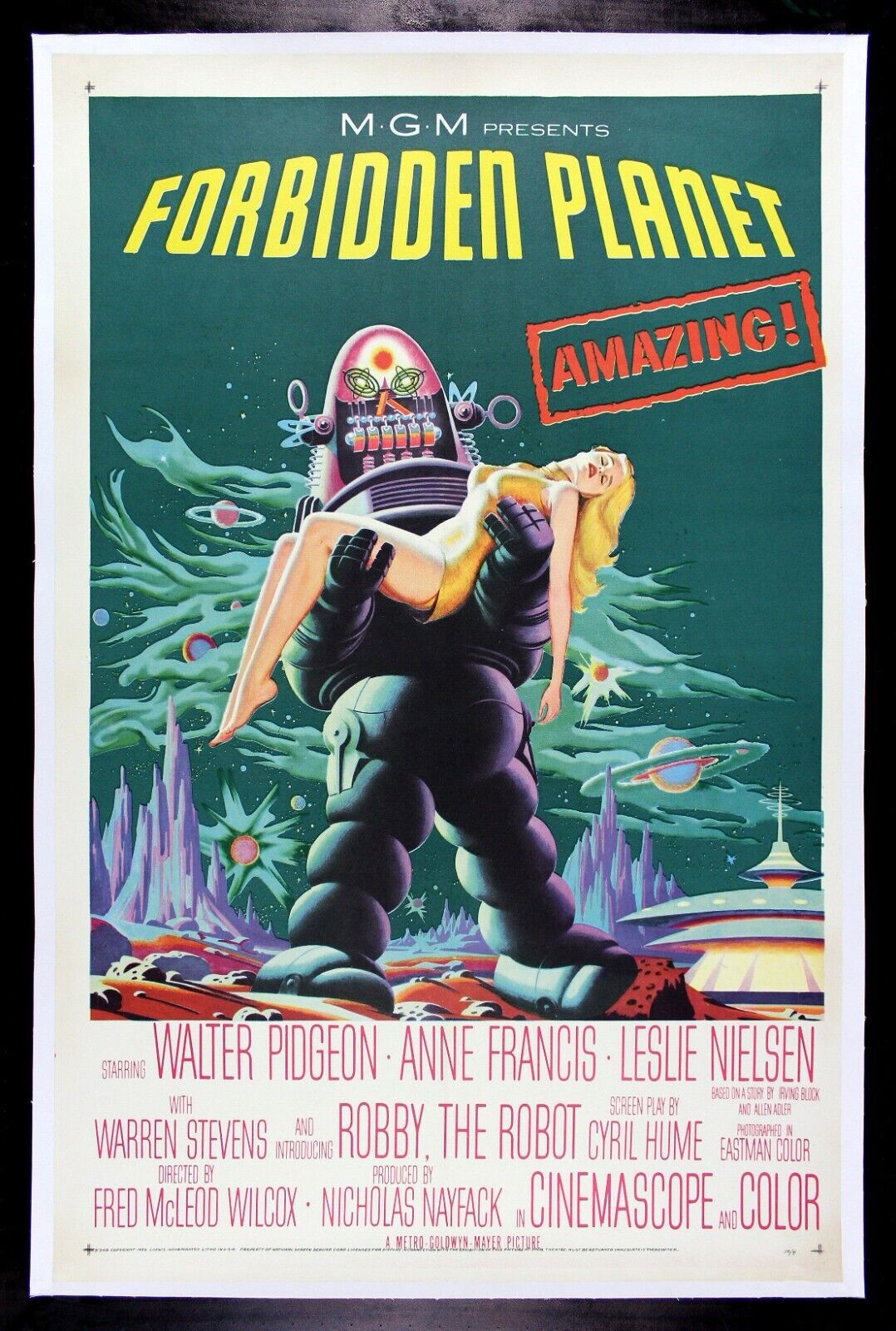 Forbidden Planet - Vintage Movie Poster Solid-Faced Canvas Print