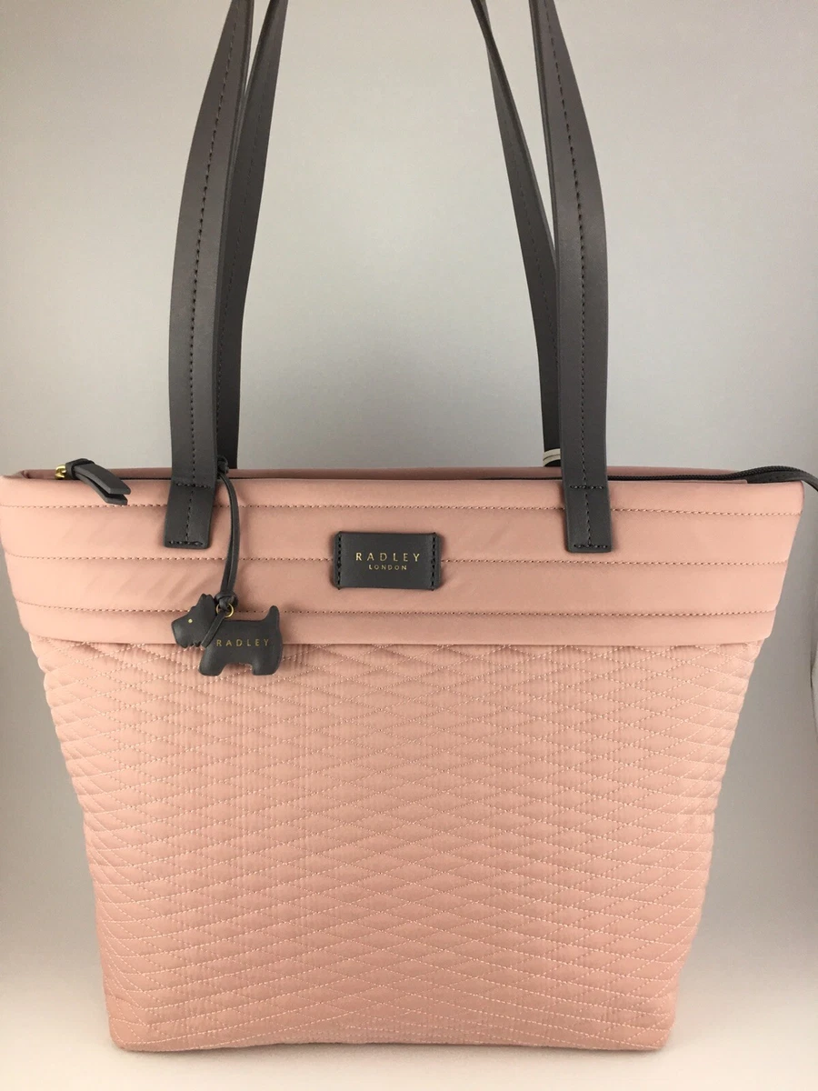 RADLEY LONDON PINK DIAMOND QUILT PENTON MEWS MEDIUM ZIP TOP TOTE SHOULDER BAG