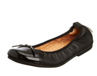 Step2Wo Kleinkind Mädchen UK 8,5 EU 26 Schwarz Leder & Lack Ballerina Schuhe