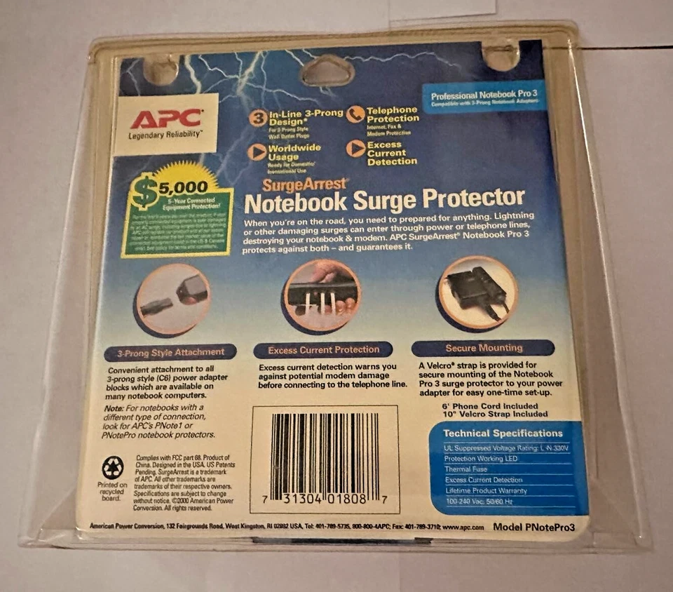 APC SurgeArrest Notebook Surge Protector - Model PNotePro3 Brand New - Image 2 of 4