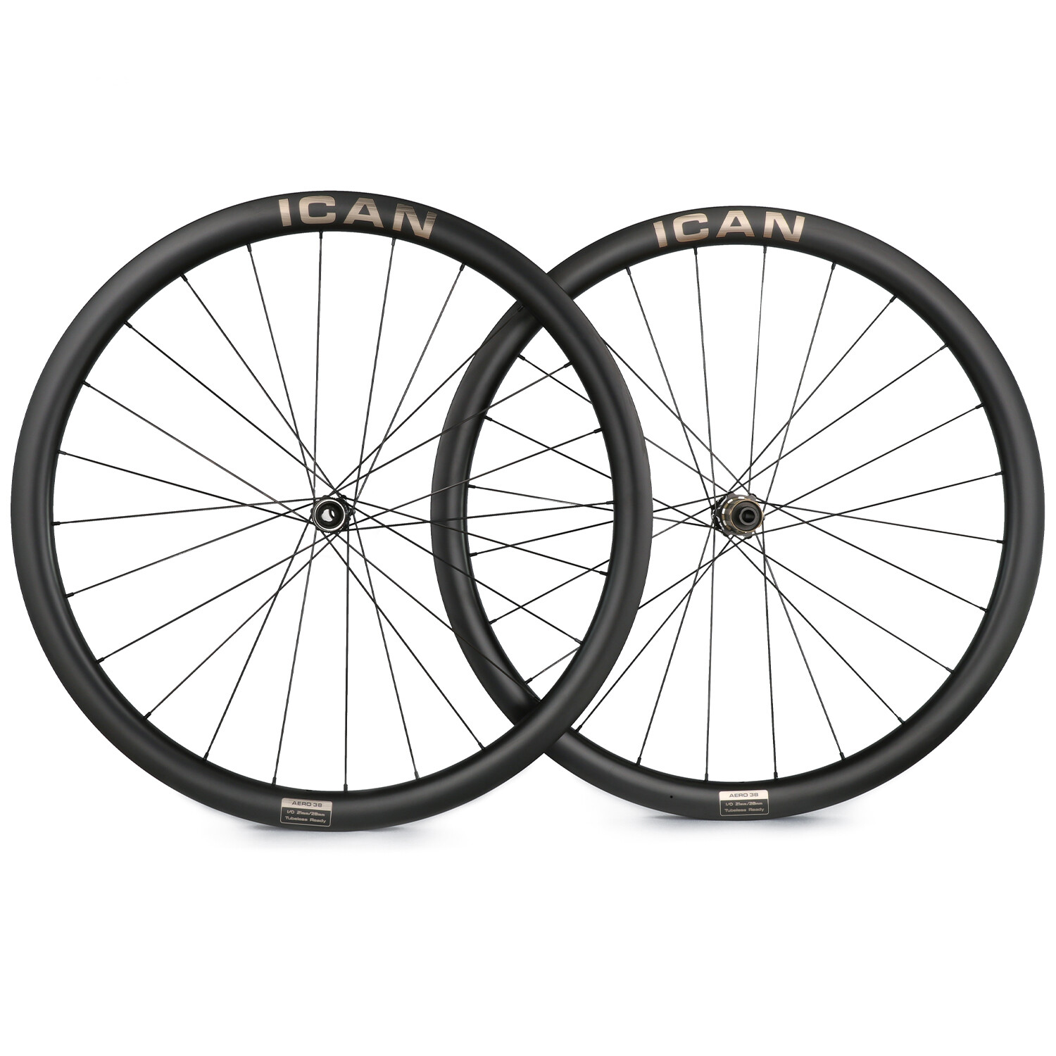 ICAN AERO 38 Disc 1325g Carbon Road Bike Wheels 21mm Inner W