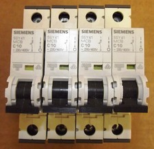 Lot Of 4 - 10 AMP Siemens 5Sy41 MCB C10 Single Pole Circuit Breaker 230/400V