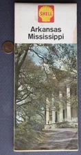 1962 Edition Shell Oil Gas Service Station Arkansas & Mississippi Road Map COOL-