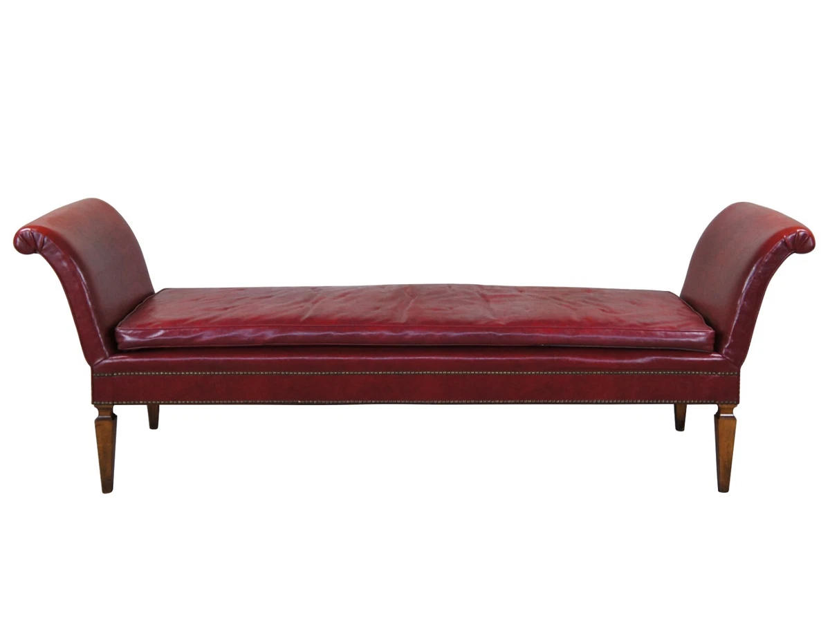 Red leather chaise lounge sale