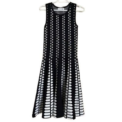 John + Jenn Womens Black & White A-Line Knit Fit & Flare Dress Sz- XS |  eBay