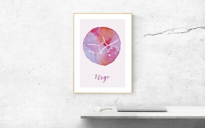 Jungfrau Sternzeichen Sternzeichen Astrologie Horoskop Aquarell Buntdruck Poster A5