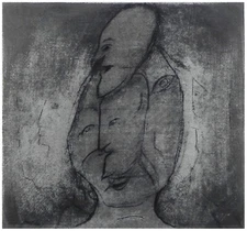 Osias Hofstatter: Faces 1970s /Israeli Jewish Polish Expressionism Surrealism