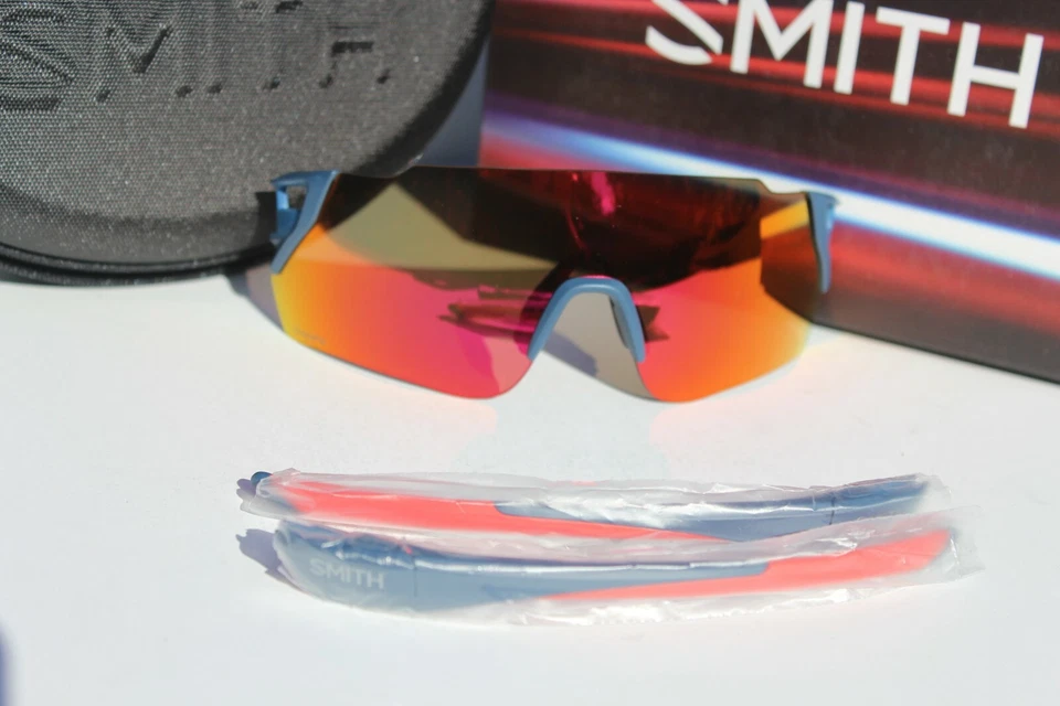 Очки солнцезащитные SMITH OPTICS Attack Max ChromaPop матовые синие/красные зеркальные 2 линзы НОВЫЕ - Изображение 3 из 4