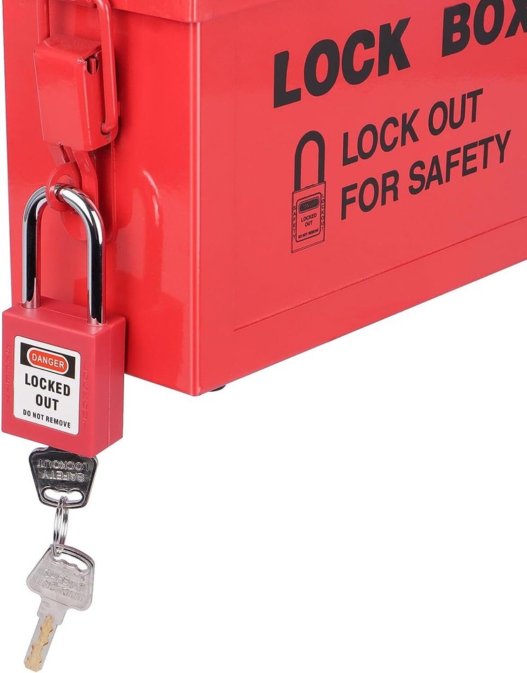 RealPlus Lockout Tagout Box Portable Loto Group Lock Box, 12 Padlock ...