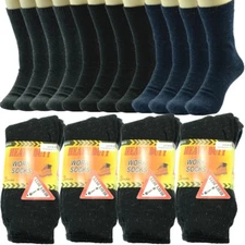 3-12 Pairs LOT Men Cotton Winter Warm Thermal Crew WORK Boots Socks Size 9-13