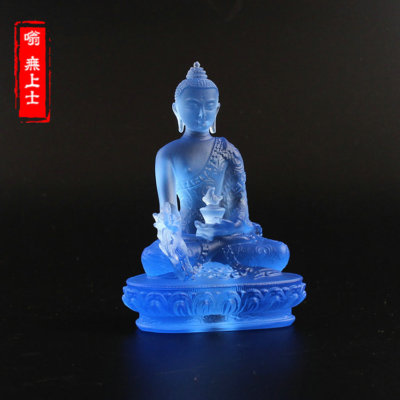 Tibetan Buddhism Hand made liuli colored glaze statue Medicine Buddha Blue  A45 | eBay