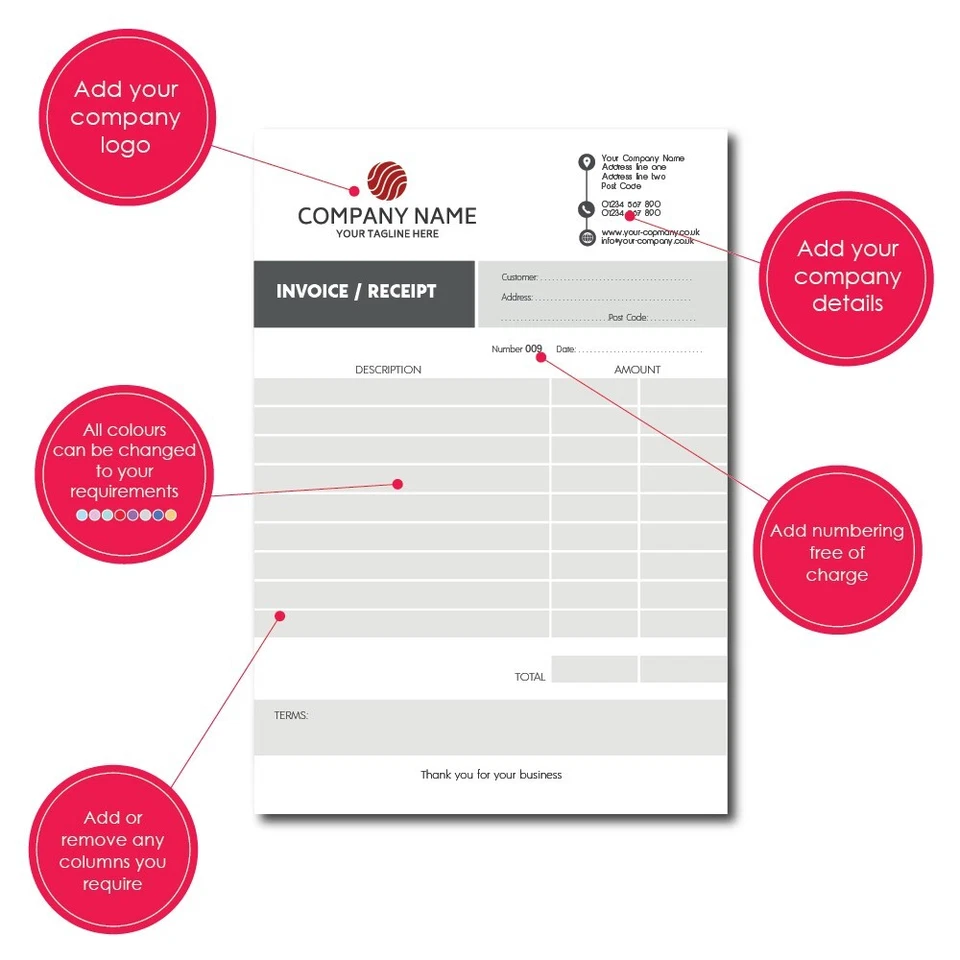 Personalised A4 Duplicate Invoice Book • Order Pad • NCR Pad • Receipt Pad - Image 2 of 4