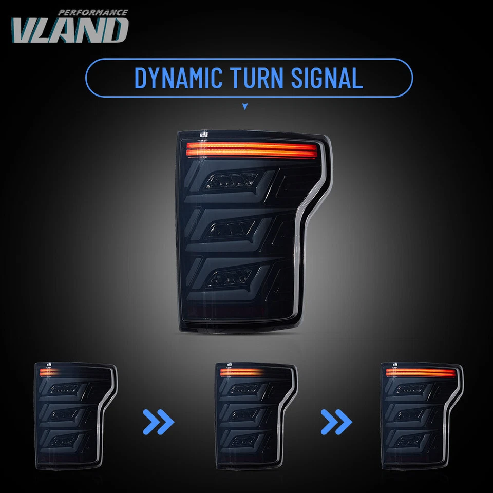 Par de luces traseras de freno LED secuenciales negras para Ford F150 2015-2020 Foto 4 de 4