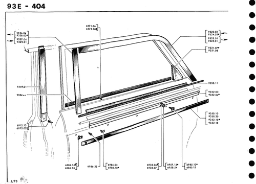 Joint extérieur de vitre (lèche-vitre) AR Peugeot 404 sauf coupé/cabriolet - Picture 4 of 5