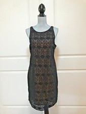 ANN TAYLOR LOFT NWT Black Crochet Lace over Beige Dress MSRP $90 - Size 10