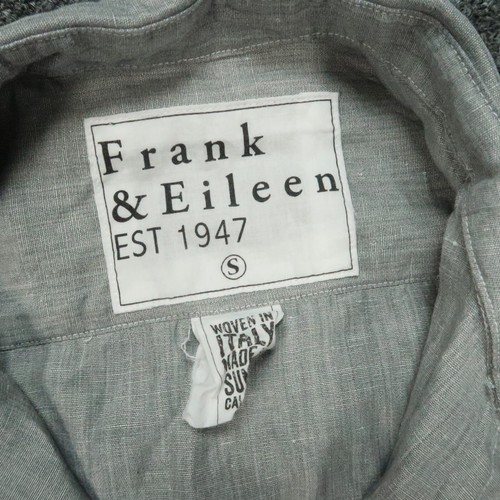 Frank & Eileen Shirt Womens Small Gray Linen Blend Long Sleeve Relaxed Button - Picture 3 of 8