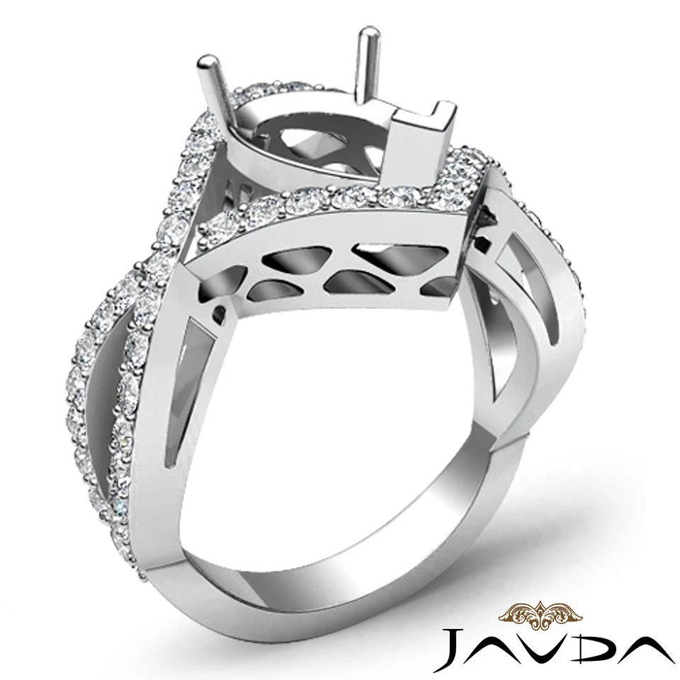 Pear Cut Semi Mount Twisted Shank Criss Cross Diamond Engagement Ring 0.74 Ctw. - Image 3 of 4