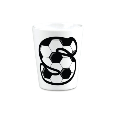 Ceramic Shot Glasses Soccer S Letter Alphabet Euro Cup 2 Oz