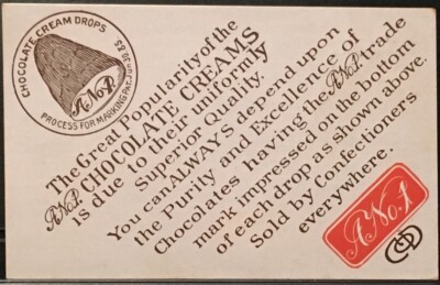 A No.1 Chocolate Cream Drops Candy Trade Card ~ Religious Poem Reverse By Hunt