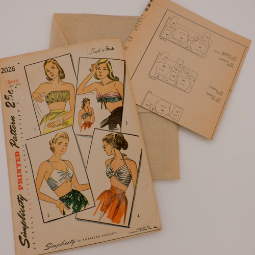 1940s Simplicity 2026 Miss Swimsuit Top/Bra 4 Size Small B: 30-32 Complete - Picture 7 of 7