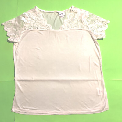 New JACLYN SMITH Collection Women s Short Sleeve T-Shirt Size X-Large Ivory