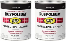 Rust-Oleum 7777502 Protective Enamel Paint Stops Rust, 32oz, Black Satin Finish