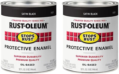 Rust-Oleum 7777502 Protective Enamel Paint Stops Rust, 32oz, Black Satin Finish