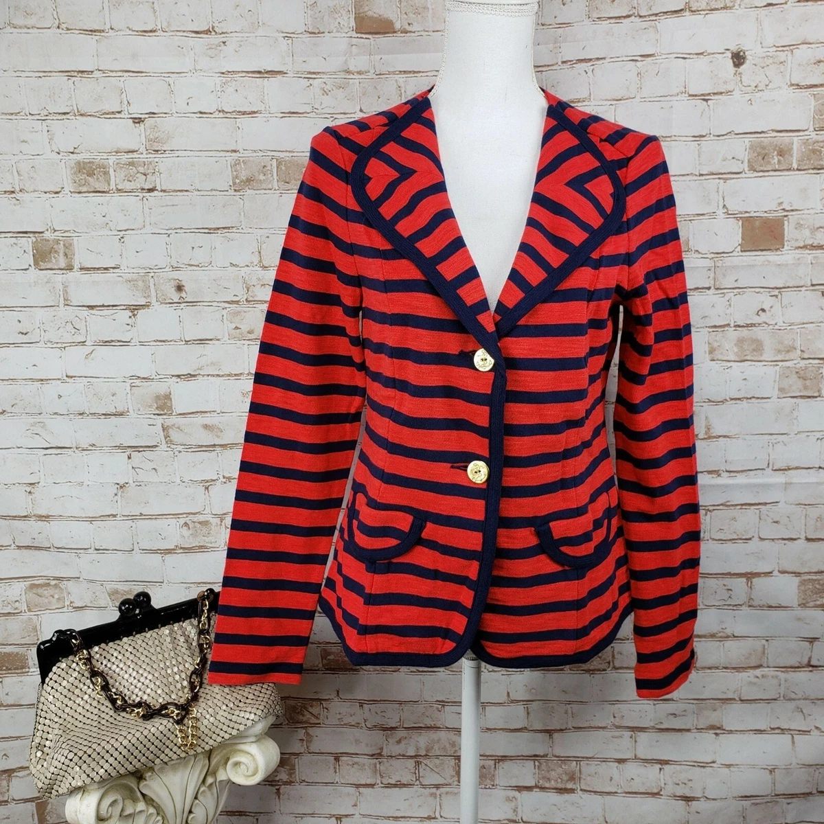 Striped knit best sale blazer