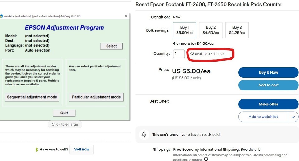 Reset Epson Ecotank ET2600, ET2650 Reset ink Pads Counter eBay