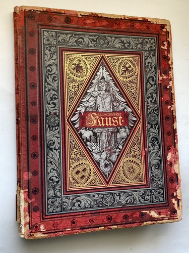 Rare 19th C German Prose & Illustrations Book FAUST Goethe Publisher STOEFER - Picture 2 of 12