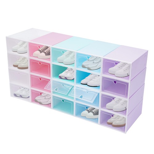 Caja de almacenamiento de zapatos de 20 piezas cajas de zapatos caja de zapatos de plástico cubierta abatible gruesa - Imagen 6 de 23